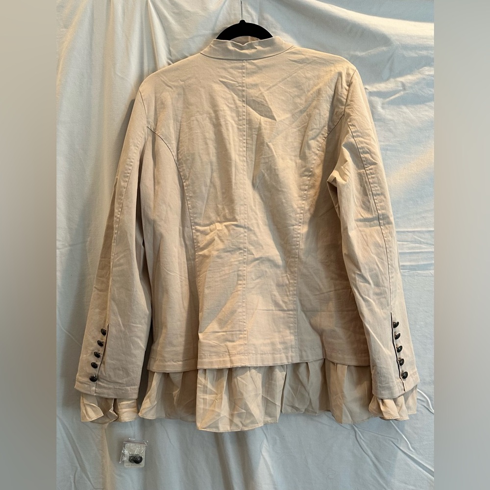 Free People Beige Ruffle Hem military jacket - Picture 4 of 6
